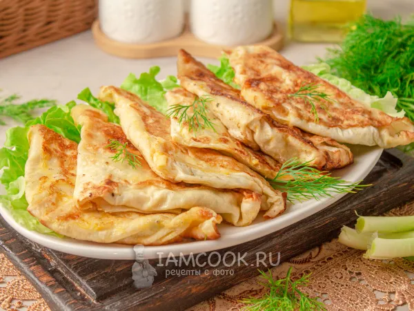 Фото блюда: Пирожки из лаваша с сыром на сковороде