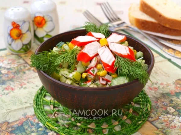 Фото блюда: Крабовый салат с кукурузой