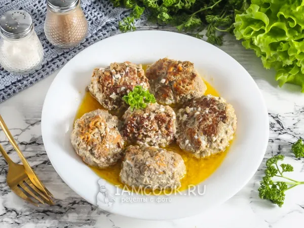 Фото блюда: Тефтели с майонезом на сковороде