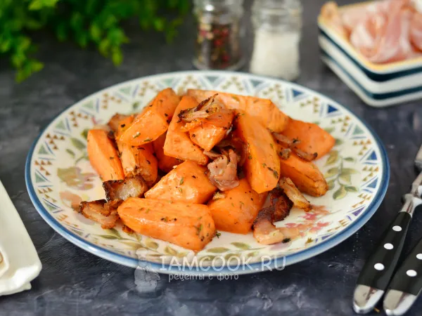 Фото блюда: Батат с беконом в духовке