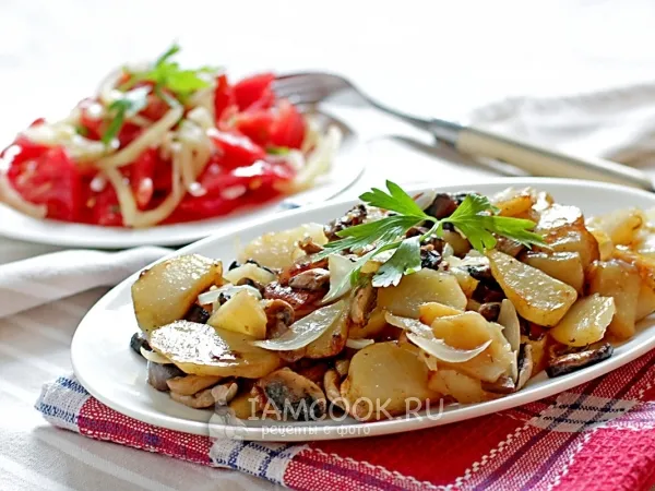 Фото блюда: Картошка жареная с шампиньонами