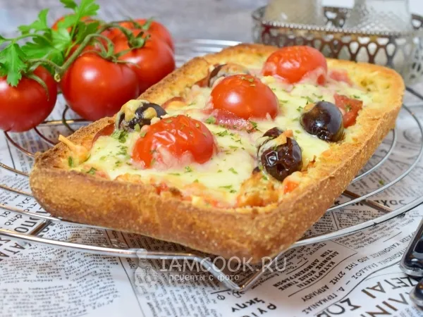 Фото блюда: Пицца на хлебе