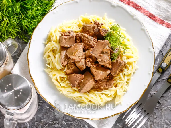 Фото блюда: Тушеная свиная печень в кефире