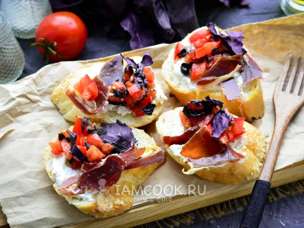 Фото блюда: Брускетта с прошутто
