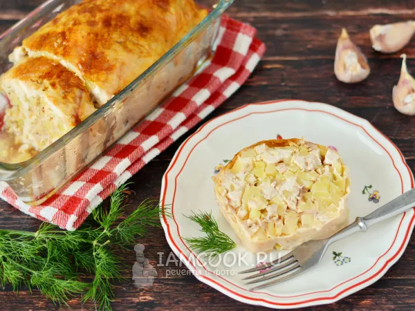 Фото блюда: Куриный рулет с картошкой