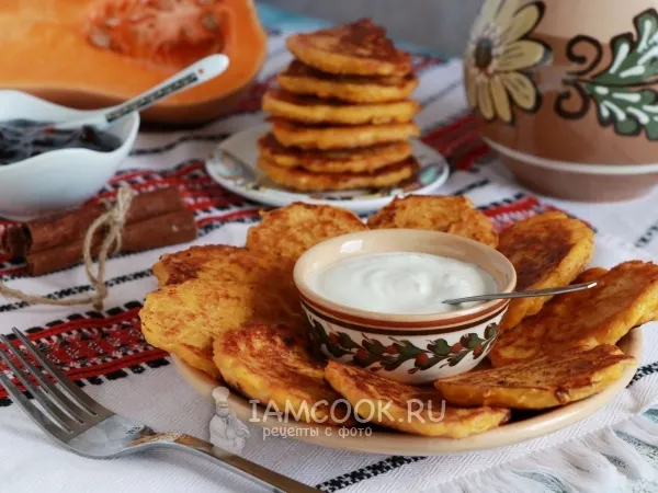 Фото блюда: Тыквенные оладьи с сырой тыквой