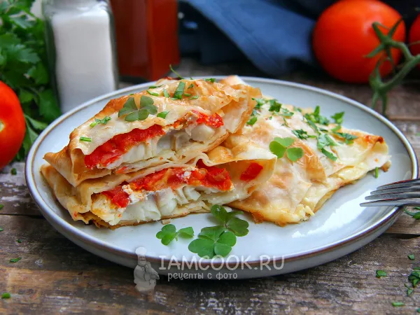 Фото блюда: Треска в лаваше в духовке