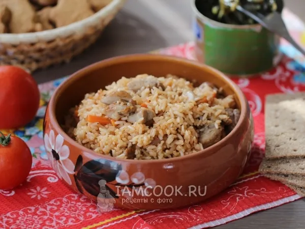 Фото блюда: Свинина с рисом на сковороде