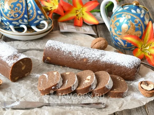 Фото блюда: Колбаска кондитерская из печенья