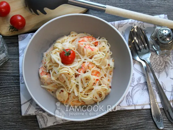 Фото блюда: Паста с гребешками и креветками
