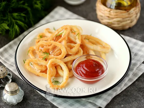 Фото блюда: Жареные кальмары в муке