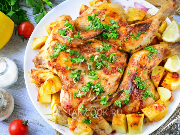 Фото блюда: Цыпленок табака с картошкой