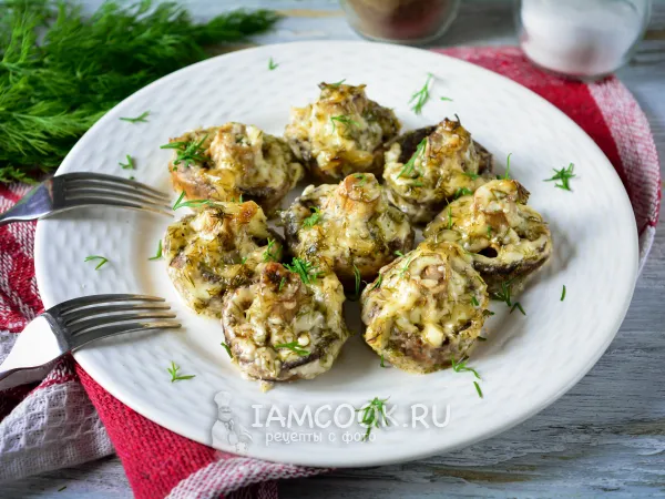 Фото блюда: Шампиньоны с чесноком и майонезом в духовке