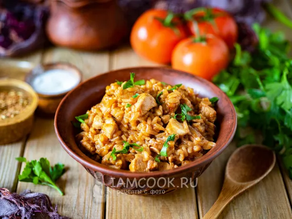 Фото блюда: Рис с курицей в мультиварке Редмонд