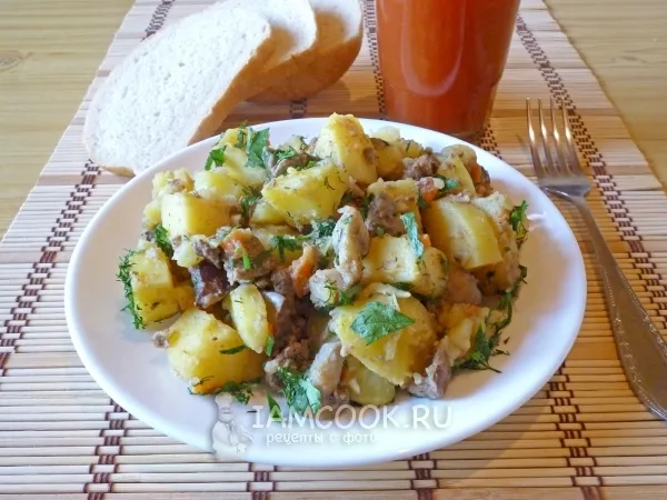 Фото блюда: Жаркое с грибами и печенью