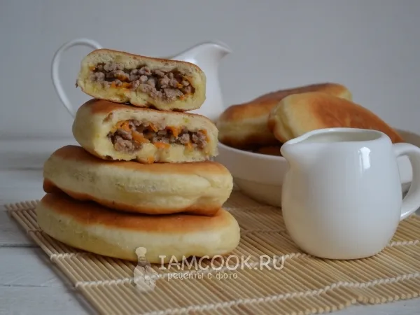 Фото блюда: Жареные пирожки с мясом (на сковороде)