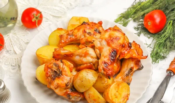 Фото блюда: Куриные плечики с картошкой в духовке
