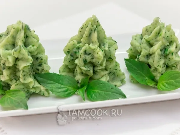 Фото блюда: Картофельное пюре со шпинатом и чесноком