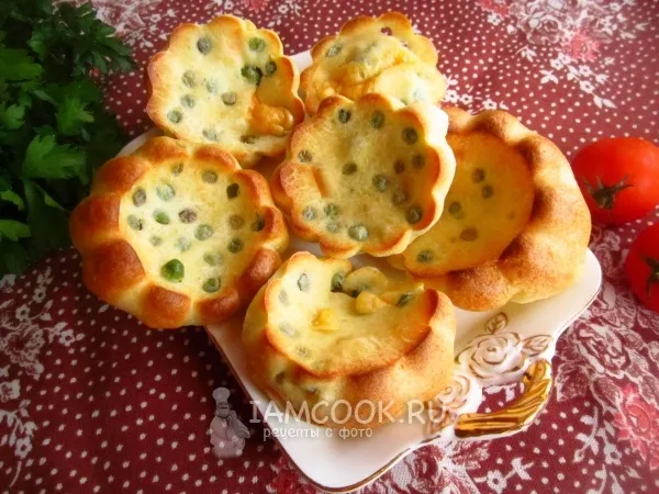 Фото блюда: Блинные булочки с зеленым горошком