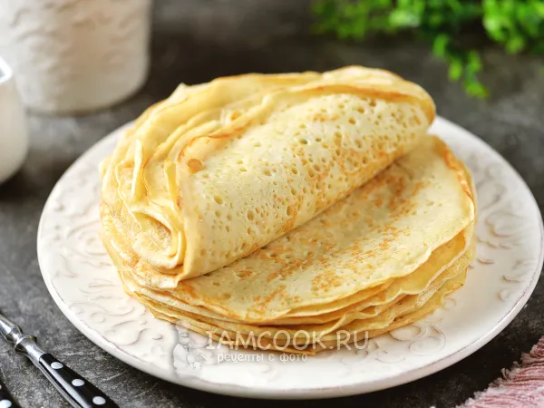 Фото блюда: Дрожжевые блины на кефире (толстые)
