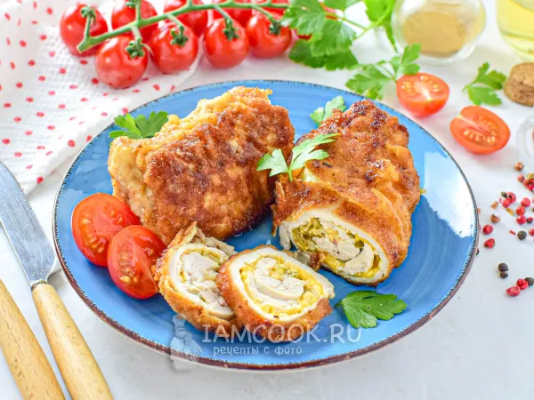 Фото блюда: Куриные рулетики с сыром на сковороде