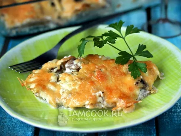 Фото блюда: Курица по-французски с грибами (в духовке)