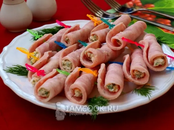 Фото блюда: Рулетики из ветчины с сыром