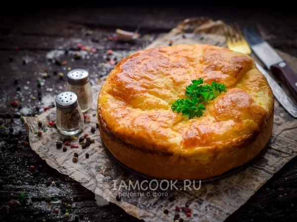 Фото блюда: Пирог с печенью и картошкой в духовке