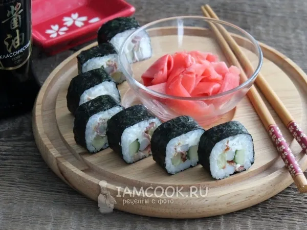 Фото блюда: Роллы с кальмаром и беконом