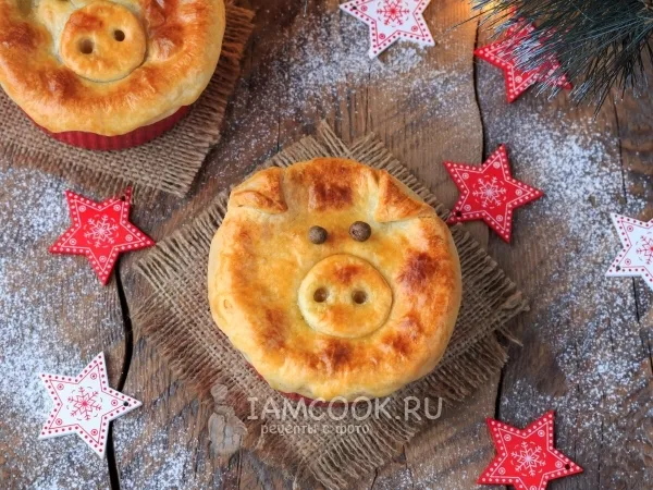 Фото блюда: Куриный пирог «Хрюшка» (порционный)