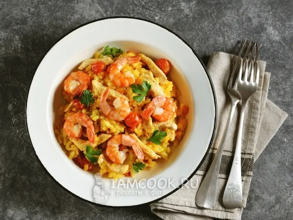 Фото блюда: Паэлья с курицей и креветками