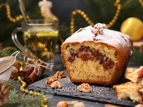 Фото блюда: Кекс на сметане с ореховой прослойкой