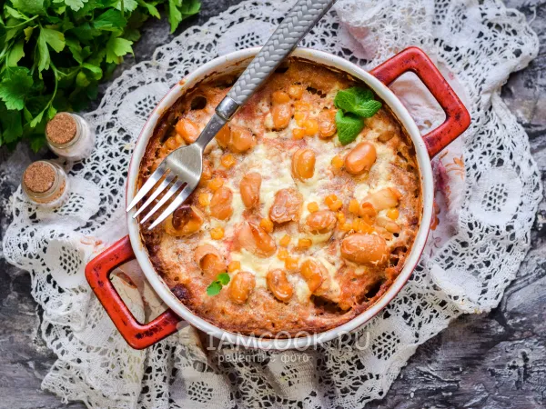 Фото блюда: Запеканка из фарша, фасоли и кукурузы