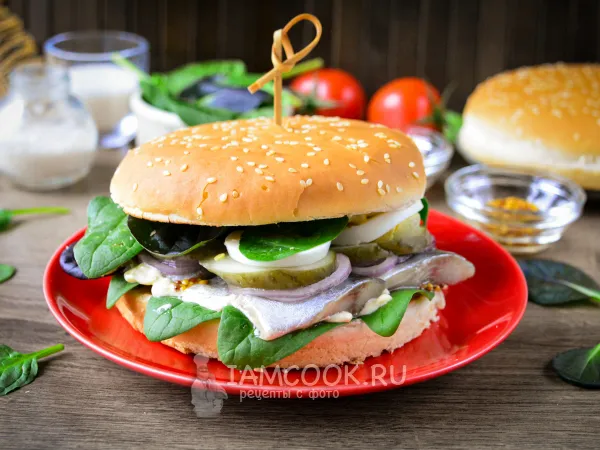 Фото блюда: Бургер с селедкой
