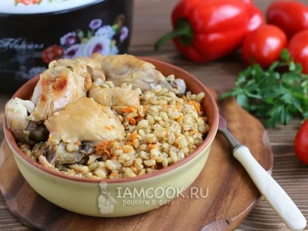 Фото блюда: Перловая каша с курицей в мультиварке
