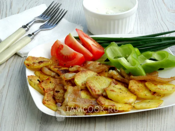 Фото блюда: Картошка с салом на мангале на решетке