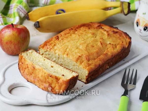 Фото блюда: Творожная запеканка с бананом и яблоком