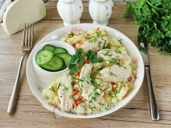 Фото блюда: Куриное филе грудки с рисом в духовке