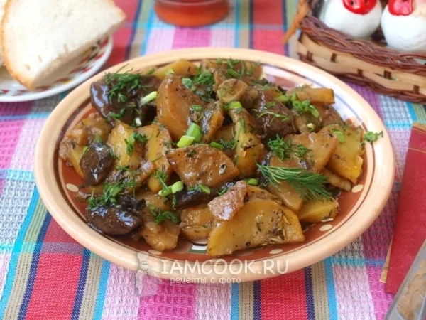 Фото блюда: Картофель запечённый с грибами в ароматных травах