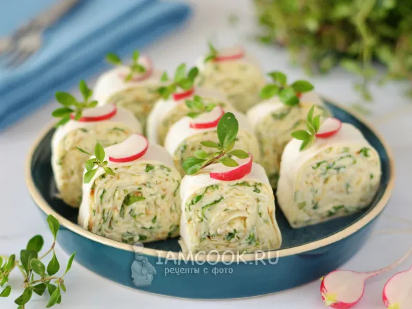 Фото блюда: Рулет из лаваша с колбасным сыром