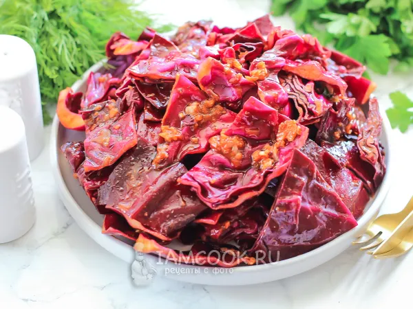 Фото блюда: Кимчи из краснокочанной капусты