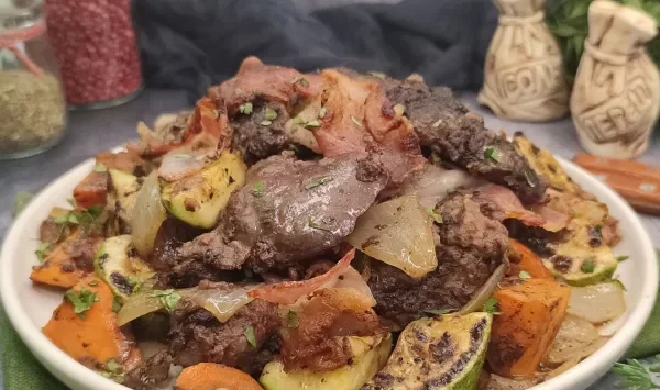 Фото блюда: Жаркое из куриной печени