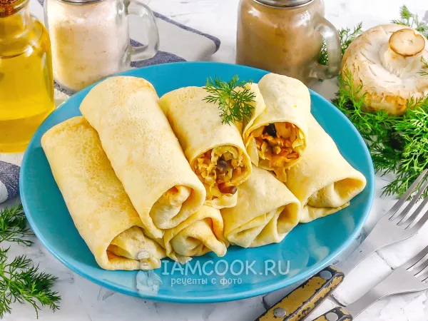 Фото блюда: Блины с капустой и грибами