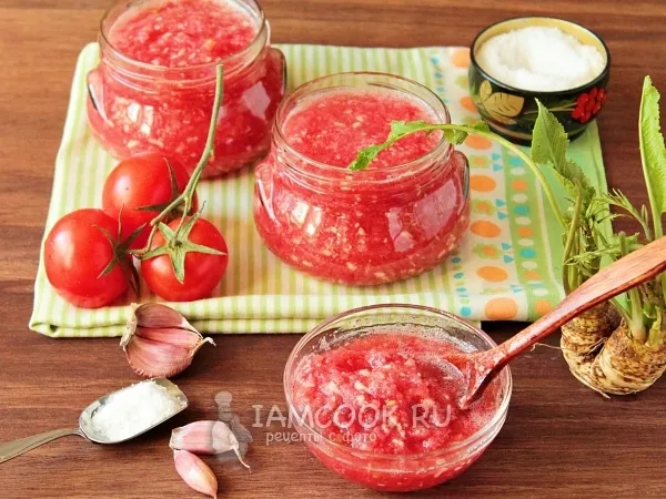 Фото блюда: Хренодёр с помидорами на зиму