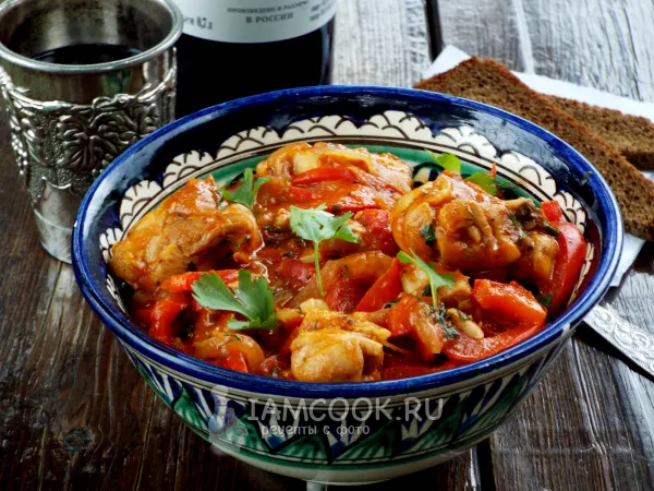 Фото блюда: Чахохбили в казане на костре