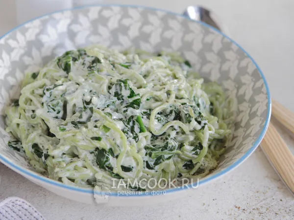 Фото блюда: Спагетти со шпинатом в сливочном соусе