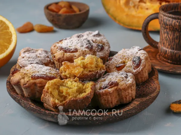 Фото блюда: Тыквенно-апельсиновые кексы с курагой