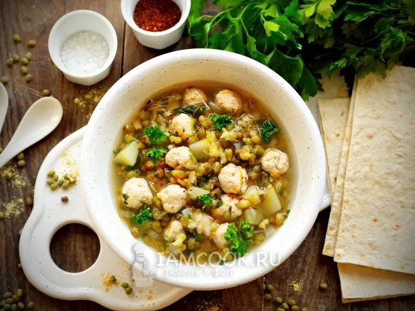 Фото блюда: Суп с машем и куриными фрикадельками