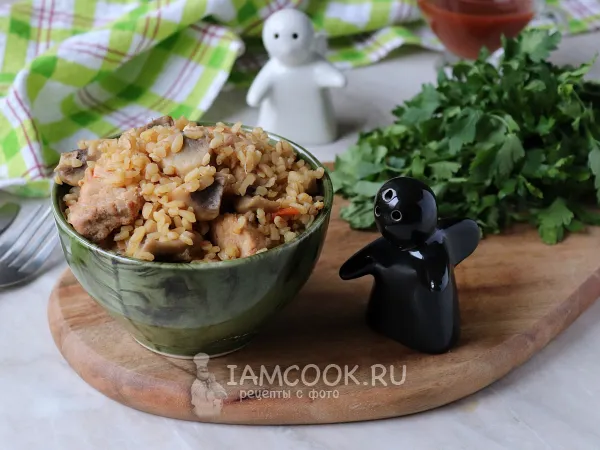 Фото блюда: Булгур с индейкой и грибами (шампиньонами)