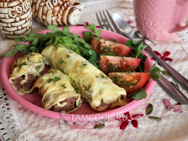 Фото блюда: Яичные блинчики с фаршем